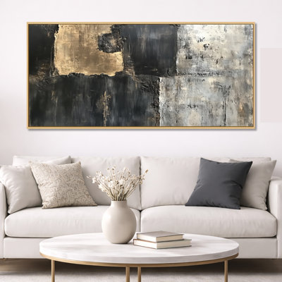 «Slab Collage», art mural abstrait gris et noir, Jeff