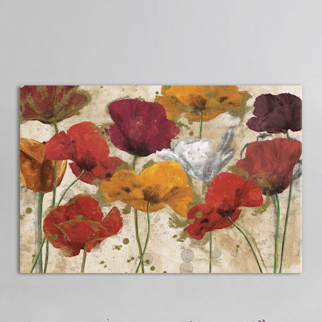 «Happy Flowers» par Katrina Craven, reproduction sur toile tendue, H 40 po x l 60 po x P 1,5 po