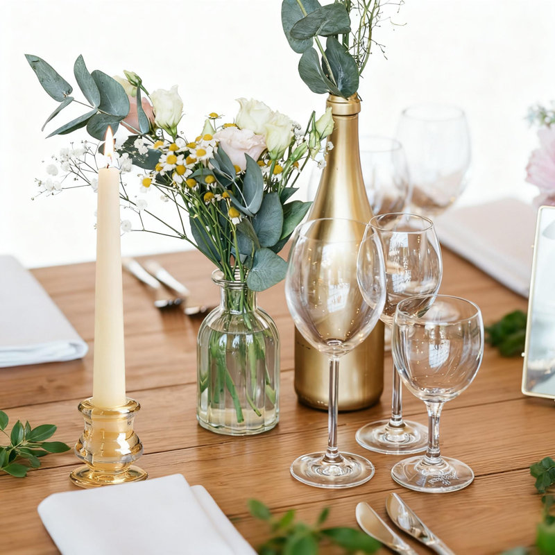 12-Pack Thick Glass Taper Candle Holders For Weddings, Parties, And Festive Table Centerpieces, Durable And Elegant Candlestick Holders For Year-Round Decoration
