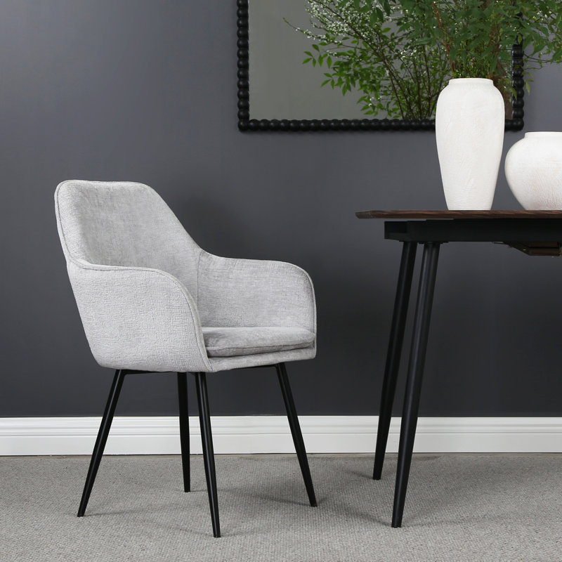 Velvet Armchair, Grey, Black
