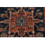 Tapis unique en laine noué à la main de style années 1900 de 4 pi 9 po x 5 pi 10 po bleu / rouille / beige