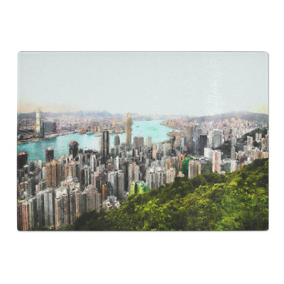 Tempered Glass Hong Kong Skyline Chopping Board