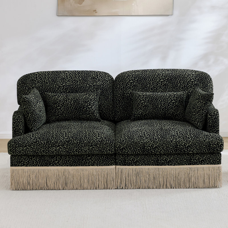 Canapé modulaire Chenille, Vert/noir