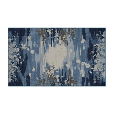 Tapis bleu soyeux et moelleux