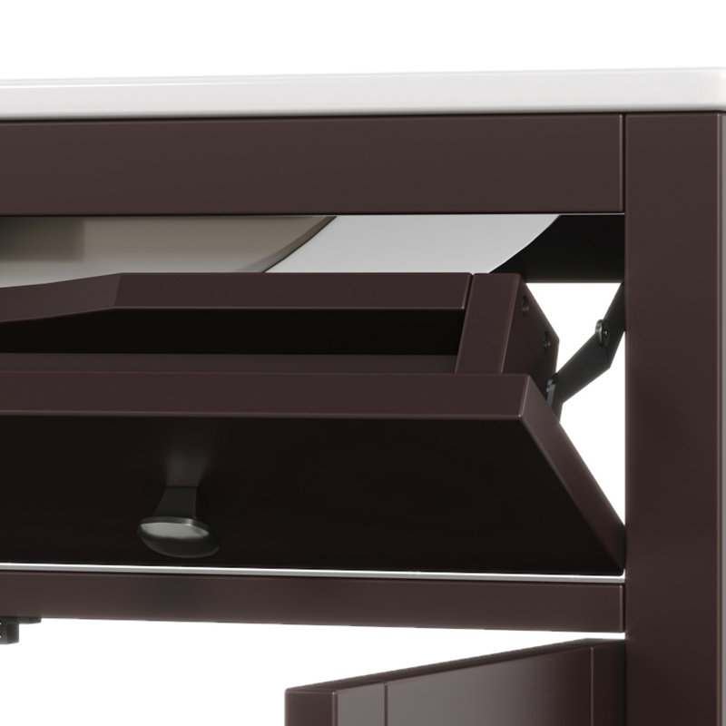 Bathroom Vanity with Ceramic Sink, Dark Brown