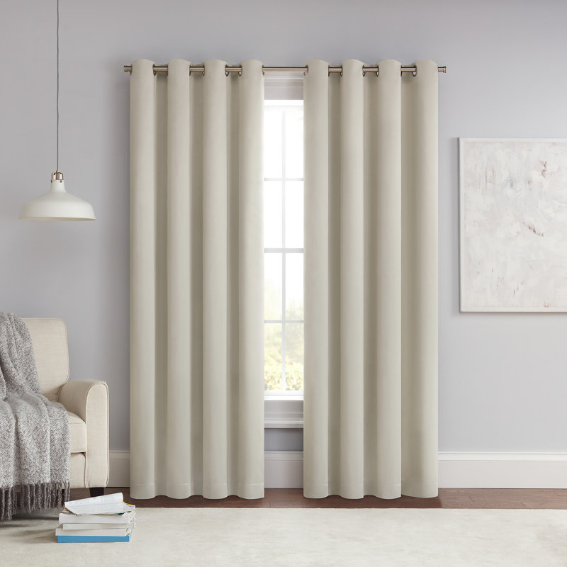 Eclipse Solid Thermapanel Grommet Energy Saving Room Darkening Curtain Panel, 54" W x 54" L, Stone