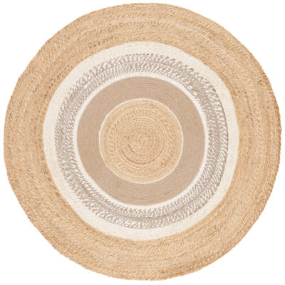 Natural Fiber Handwoven Jute Geometric Rug