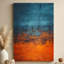 Peinture abstraite texturée bleue et orange sur toile tendue - H 36 po x l 24 po