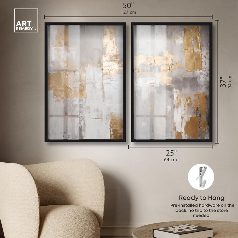 Tranquility Gold Art , H 37 po x l 25 po, Noir