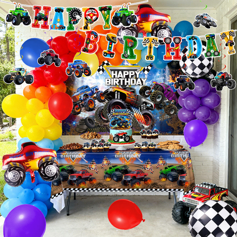 Monster Truck Party Decorations,111pcs Monster Truck Birthday Decorations