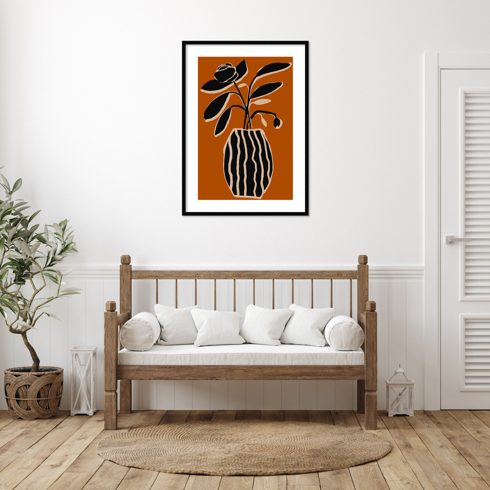 Ochre Still Life No 5 by Treechild, Black Framed, 41" H x 30" W x 1" D
