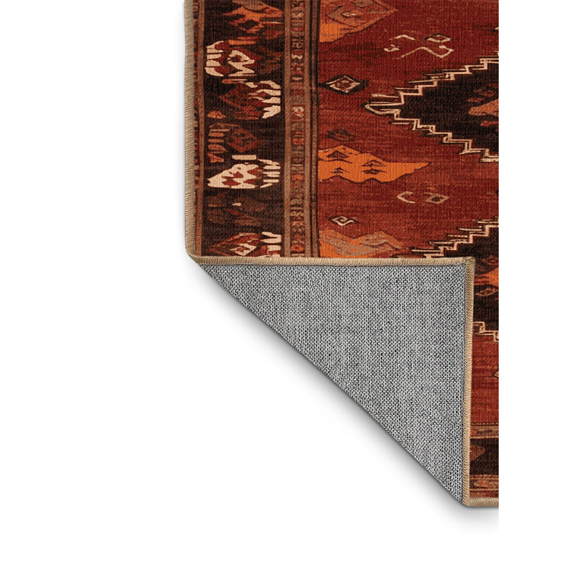 Tapis brun turc lavable à la machine, Rond 6 pi