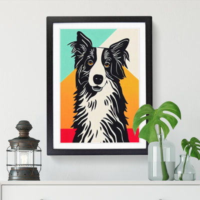 Border Collie Pop 1 Piece Single Picture Frame Wall Art