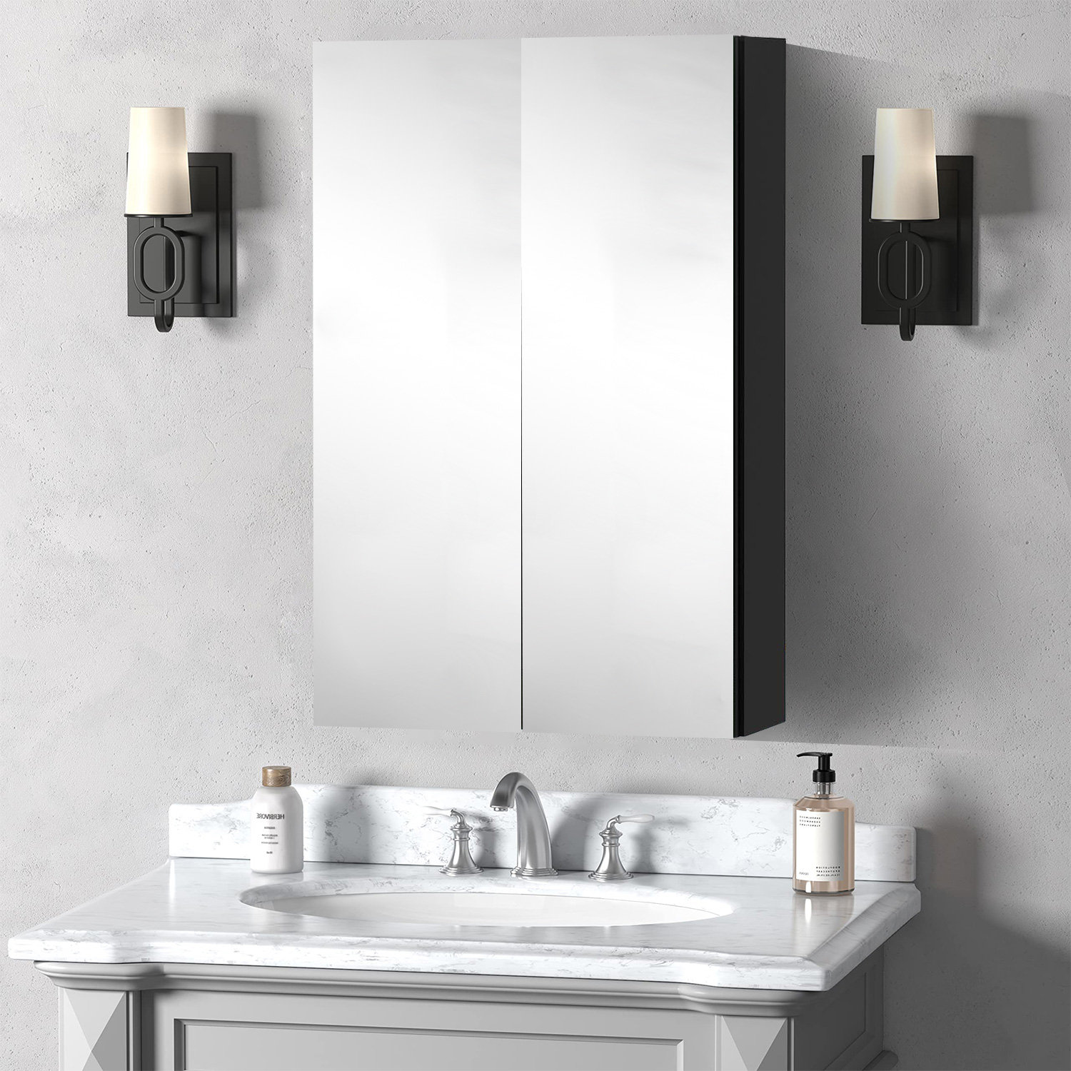 Ebern Designs Armoire à pharmacie sans cadre avec miroir et 6 tablettes