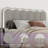 Solid Wood Queen Size Boucle Platform Bed with Geometric Headboard in Dove Gray with DIY Multicolor RGB Lights-118676341-118676342