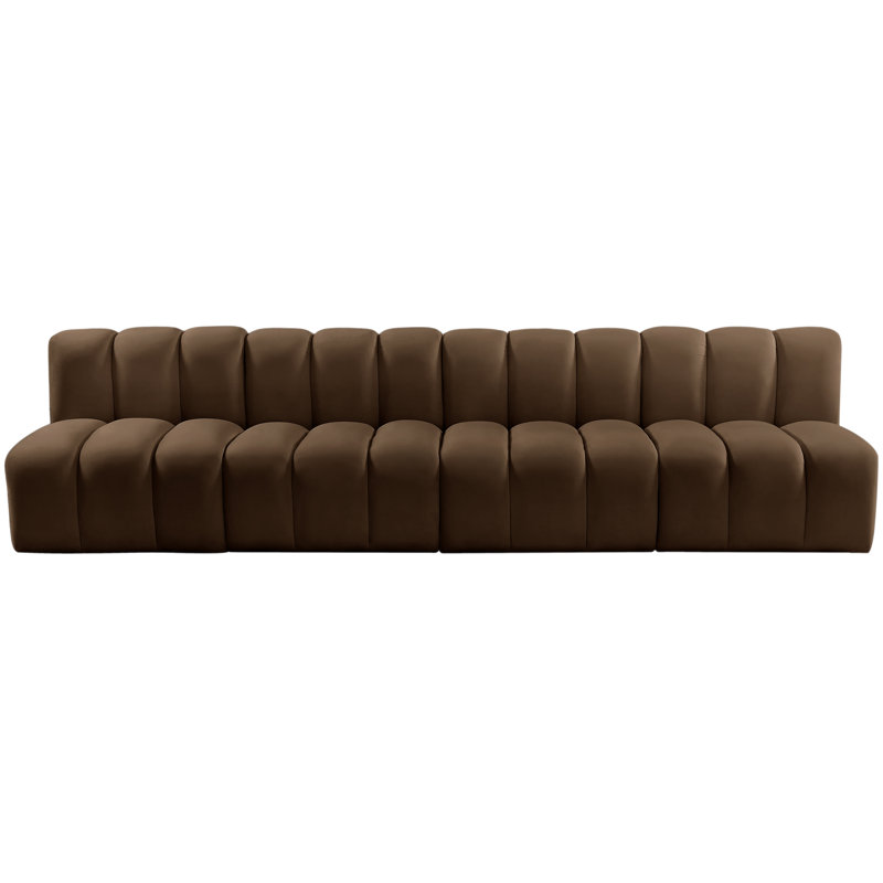 Kirchoffer Upholstered Sectional Reversible, Brown Velvet