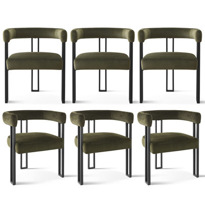 18" Seat Height Upholstered Velvet Kitchen Dining Chair (Set of 6)