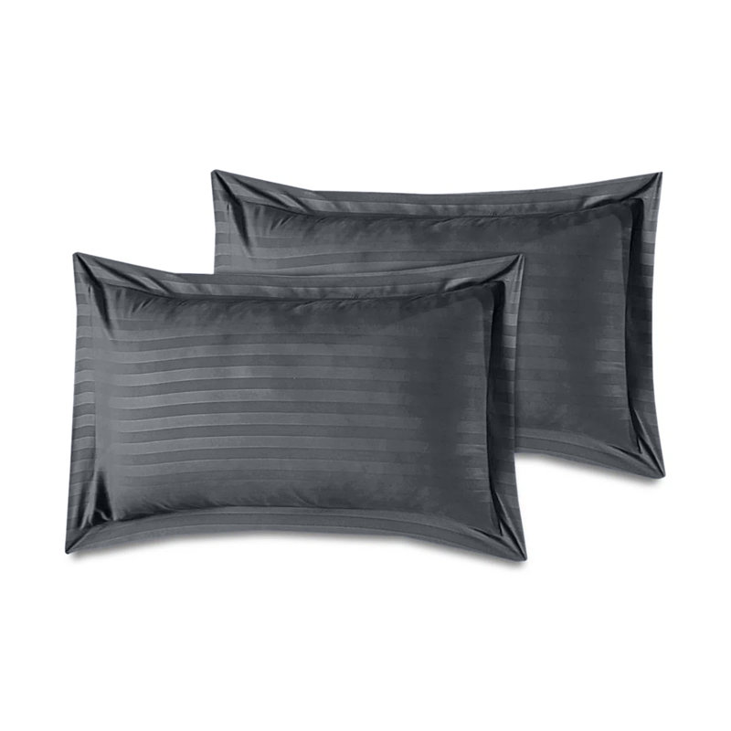 Microfiber Polyester Stripe Duvet Cover Set with Fitted Sheet Pillowcases , Grey, King Duvet Cover