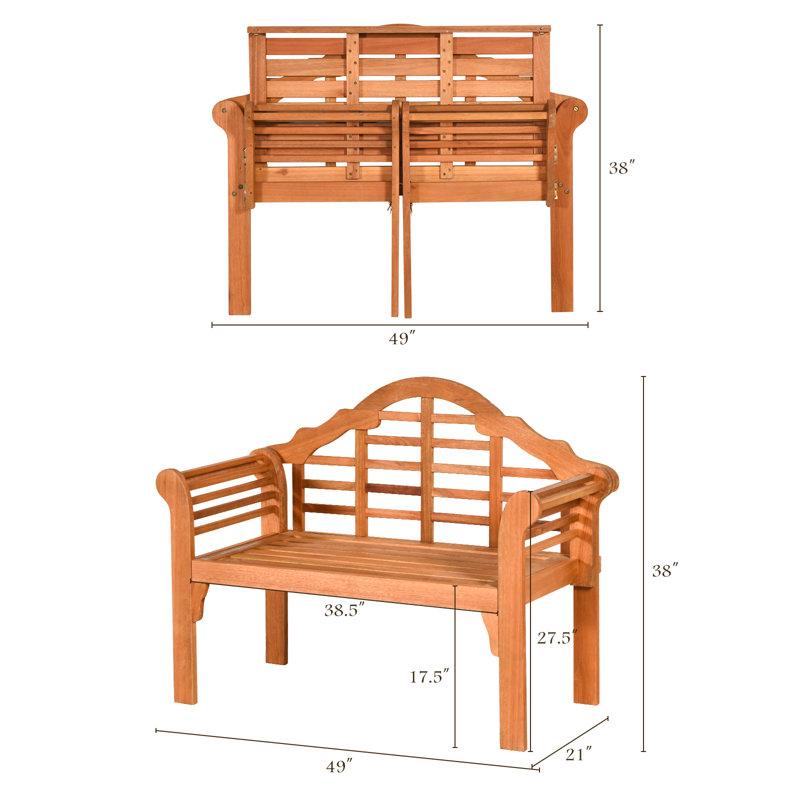 Daphie Solid Wood Eucalyptus Outdoor Bench