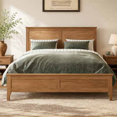 Lit plateforme moderne en bois massif avec support robuste en lattes de bois robustes, sans sommier tapissier (ancien SKU: N701P301030N)