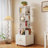 Rotating Bookshelf, 360 Degree Display 5 Tier Corner Bookshelf with Drawer for Small Space, Floor Standing Bookcase Storage Rack, Wood Narrow Book Shelf Organizer for Bedroom, Living Room (WHITE)-897248600