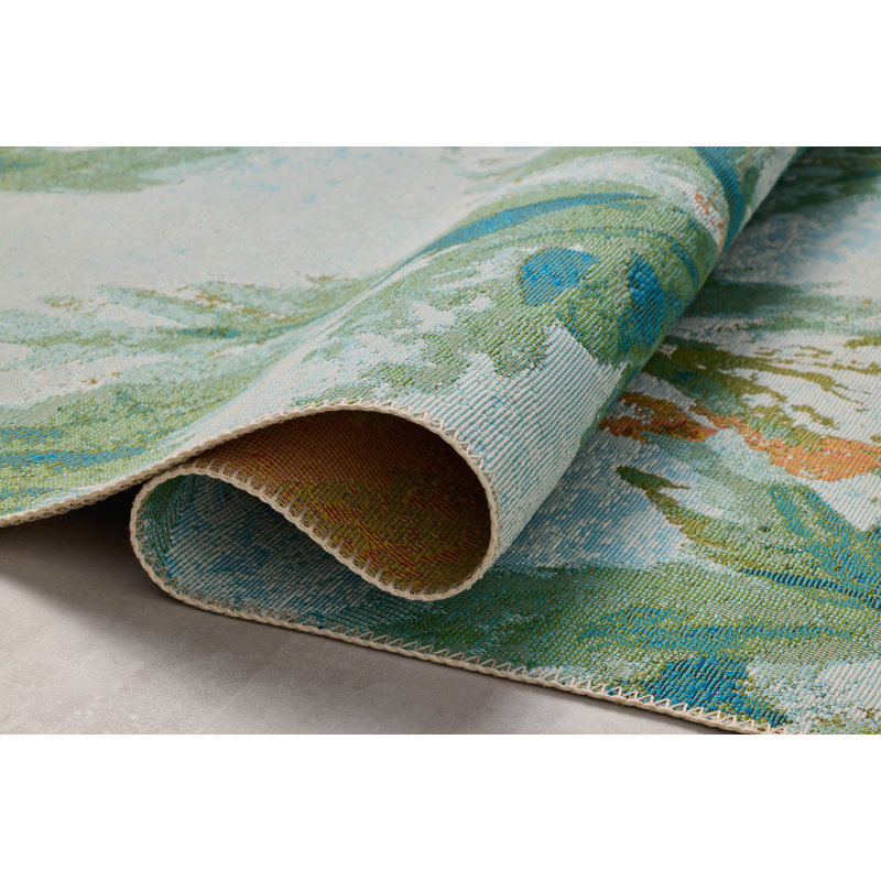 Loloi Botanical Sky / Green Area Rug, Rectangle 5'3" x 7'8"