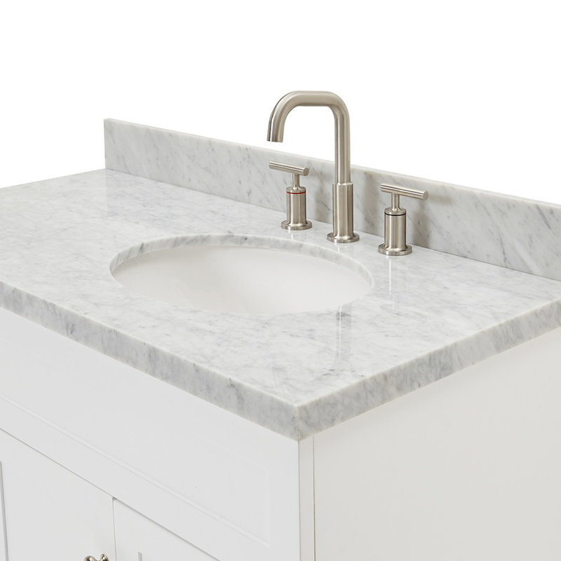 Abell 43'' Single Bathroom Vanity with Carrara Marble Top, White