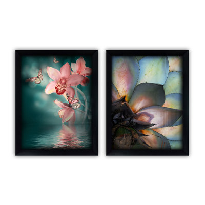 Elegant Decorative Framed Paintings (2 Pieces), 13.8 x 17.7 inches | 100% Glass (0.16 inches Thick) & Wooden Frame (1.6 inches Thick) | UV Digital Printing, Perfect for Home Decor & Art Enthusiasts
