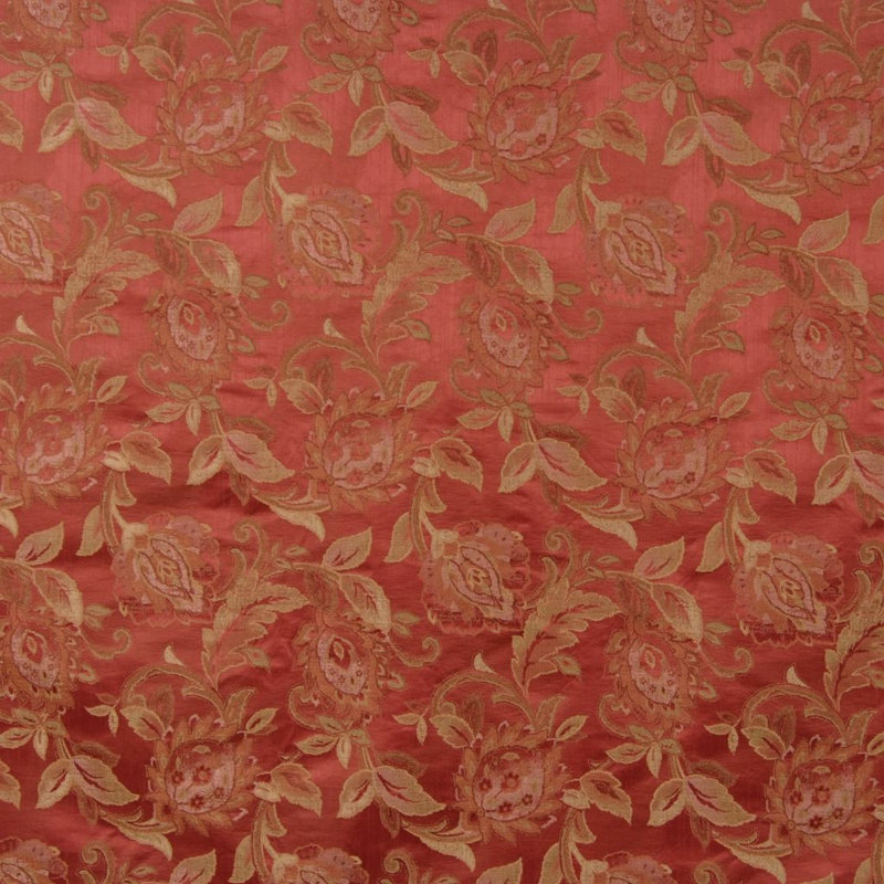 Premier Floral/Foliage Silk Performance Fabric, Burgundy/Red