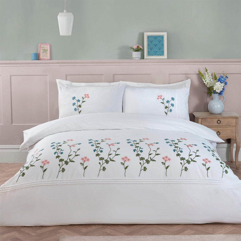 Cotton Blend Floral Duvet Cover Set, Double