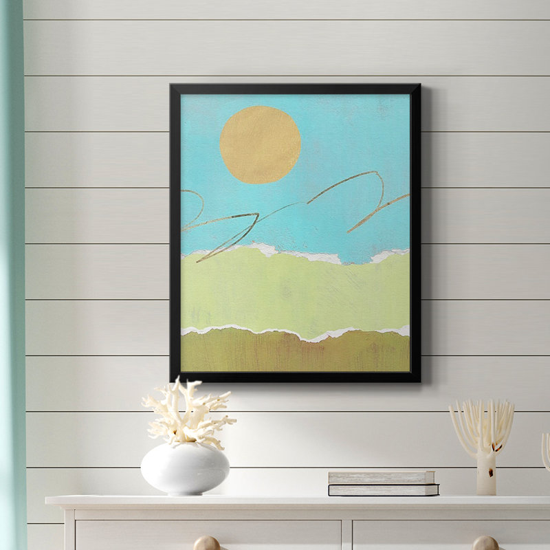 Toile encadrée de qualité supérieure verte et dorée I - prête à être accrochée, Noir, H 24 po x l 20 po
