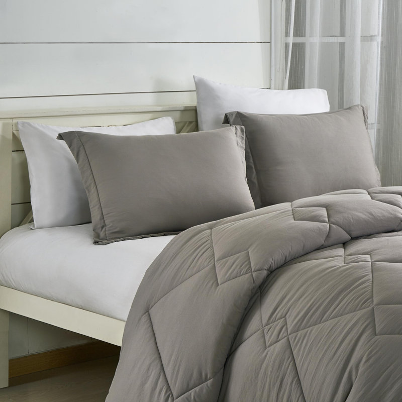 Logan Microfiber Comforter Set, Twin Extra Long Comforter + 1 Standard Sham, Taupe