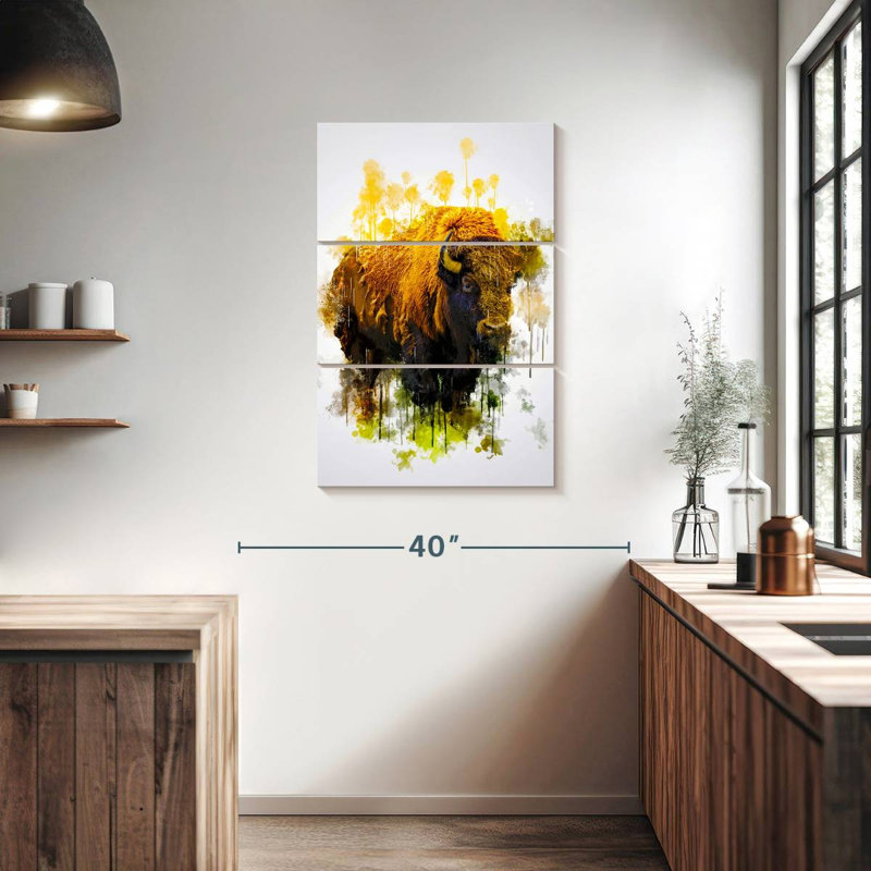 Bison coloré, H 38 po x l 24 po