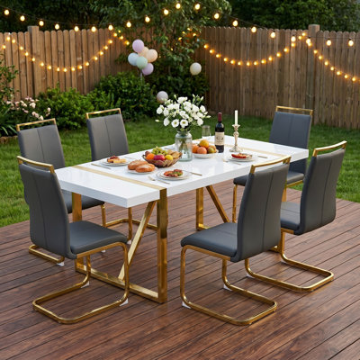 Ensemble de salle à manger 7 pièces 71 po Modern Glam