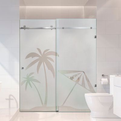 Porte de douche coulissante en verre 64 po x H 80 po