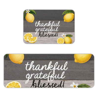 Ensemble de 2 tapis de cuisine «Thankful Grateful»
