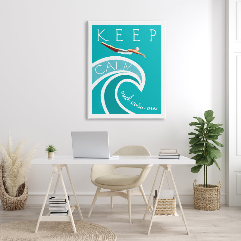 Keep Calm And Swim On - impression, Toile tendue, H 48 po x l 36 po x P 1,5 po