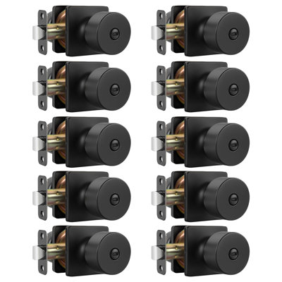 Matte Black Door Knobs Interior, Privacy Door Knob for Bedroom Door Knob, Black Interior Door Knobs Privacy Lock 10 Pack