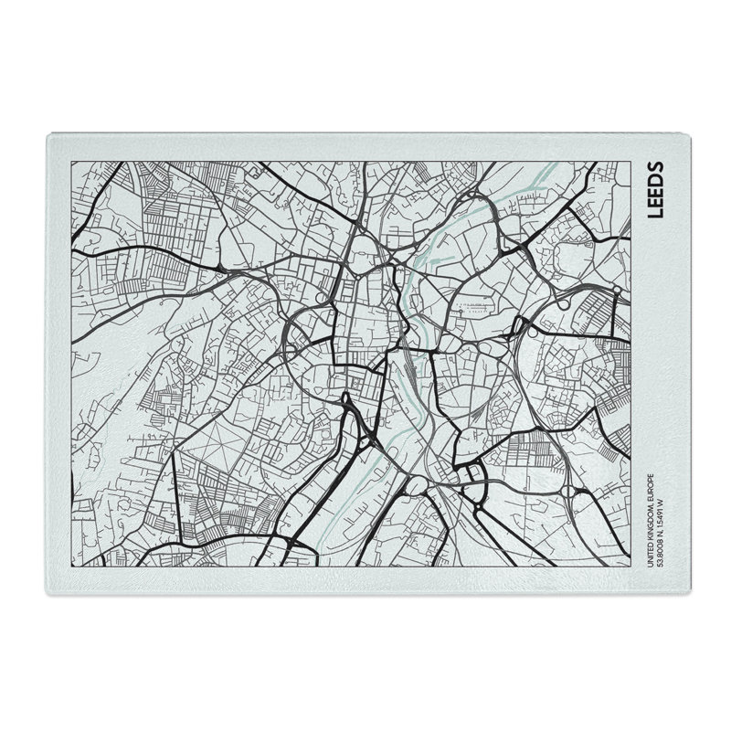 Map Leeds UK Chopping Board, 20cm W x 28.5cm L