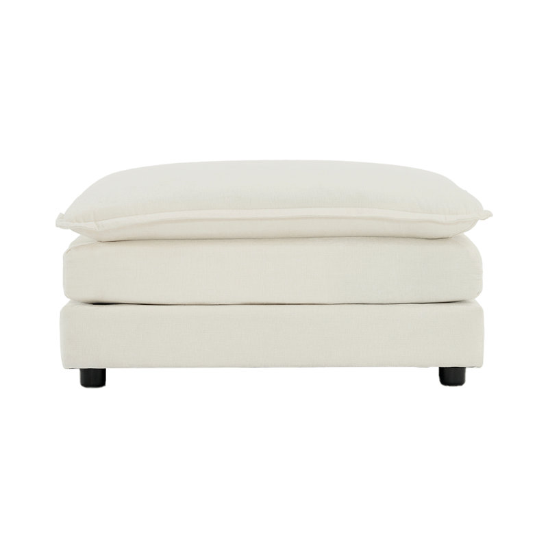S-Shape Velvet Fabric Ottoman Makeup Stool Footstool, White