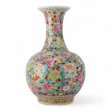 Famille Rose Floral Ball Vase