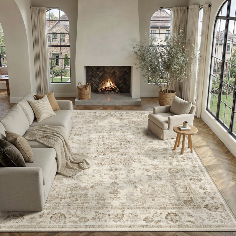 Oriental Area Rug, Beige, Rectangle 200 x 300 cm