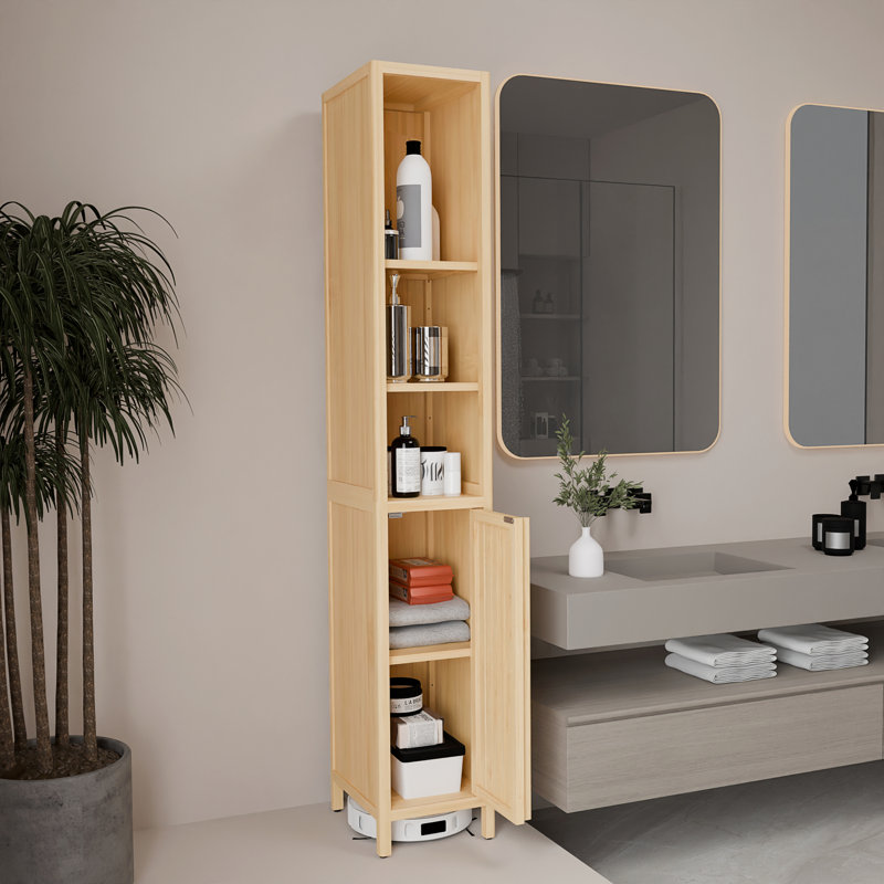 Armoire haute et mince en bambou naturel grande capacité