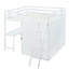 Lit mezzanine double avec garde-robe, bureau et tablettes, blanc