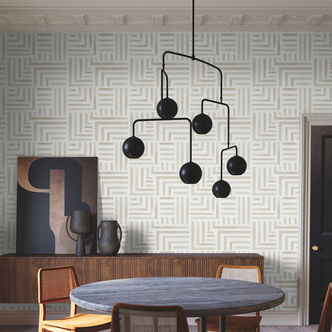 Unpasted Abstract Wallpaper, Beige