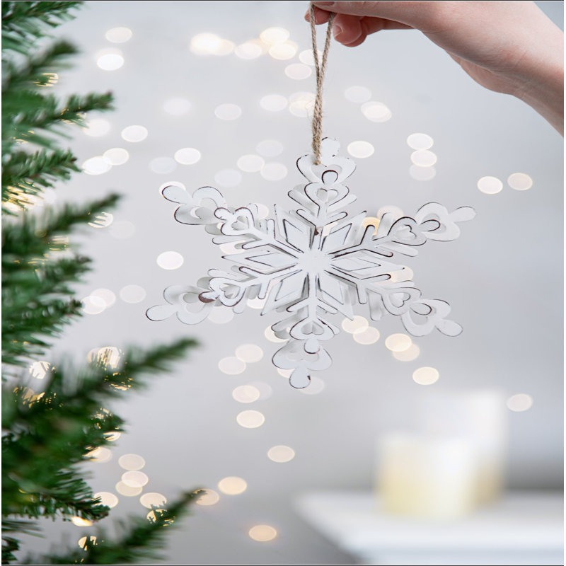 Cintre de 6,3 x 1,8 x 6,7 po en forme de flocon de neige, boules de Noël suspendues décoratives pour décorations de fêtes, ensemble de 6