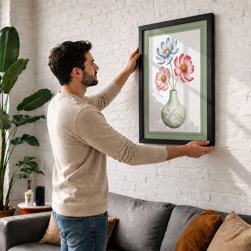 Soft Florals in Glass Botanical - Framed Print, A4 - 29.7 x 21.0 cm, White