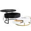 Tables basses gigognes modernes à plateau relevable avec 2 tiroirs, blanc et noir Wonder