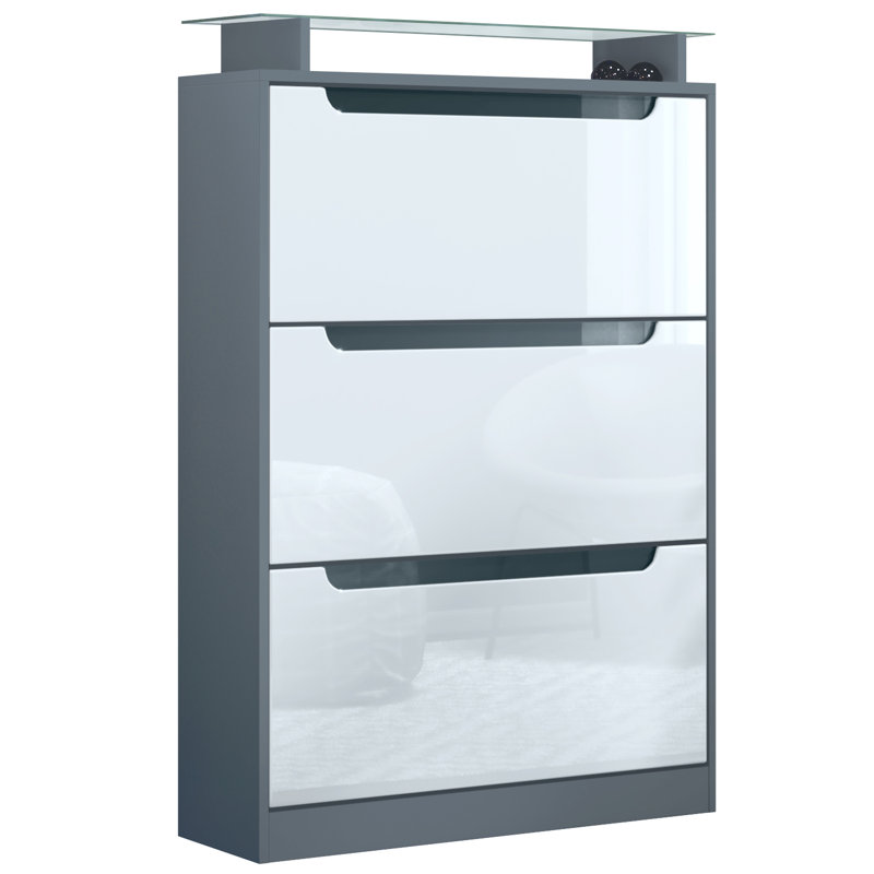 24 Pair Shoe Storage Cabinet, Anthracite/White