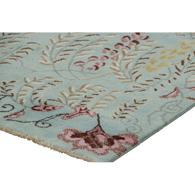 Art Deco Wool Floral Area Rug, Rectangle 8' x 10'